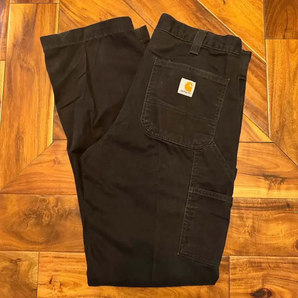 Black Carhartt Relaxed Fit Carpenter Work Pants  Size 34x32 Early 2000s